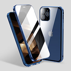 Coque Rebord Bumper Luxe Aluminum Metal Miroir 360 Degres Housse Etui Aimant M06 pour Apple iPhone 15 Pro Max Bleu