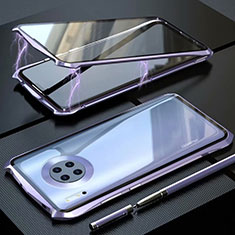 Coque Rebord Bumper Luxe Aluminum Metal Miroir 360 Degres Housse Etui Aimant M06 pour Huawei Mate 30 5G Violet