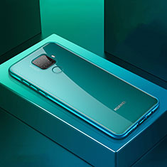 Coque Rebord Bumper Luxe Aluminum Metal Miroir 360 Degres Housse Etui Aimant M06 pour Huawei Nova 5i Pro Cyan