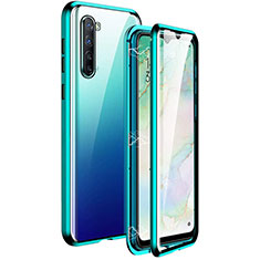 Coque Rebord Bumper Luxe Aluminum Metal Miroir 360 Degres Housse Etui Aimant M06 pour Oppo Find X2 Lite Vert