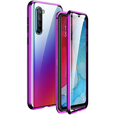 Coque Rebord Bumper Luxe Aluminum Metal Miroir 360 Degres Housse Etui Aimant M06 pour Oppo K7 5G Violet