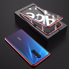 Coque Rebord Bumper Luxe Aluminum Metal Miroir 360 Degres Housse Etui Aimant M06 pour Realme X2 Pro Rouge