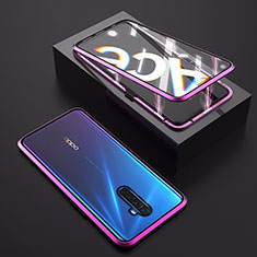 Coque Rebord Bumper Luxe Aluminum Metal Miroir 360 Degres Housse Etui Aimant M06 pour Realme X2 Pro Violet