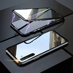 Coque Rebord Bumper Luxe Aluminum Metal Miroir 360 Degres Housse Etui Aimant M06 pour Realme XT Noir