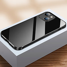 Coque Rebord Bumper Luxe Aluminum Metal Miroir 360 Degres Housse Etui Aimant M07 pour Apple iPhone 15 Noir