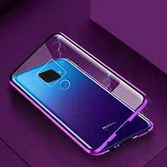 Coque Rebord Bumper Luxe Aluminum Metal Miroir 360 Degres Housse Etui Aimant M07 pour Huawei Mate 30 Lite Violet