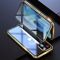 Coque Rebord Bumper Luxe Aluminum Metal Miroir 360 Degres Housse Etui Aimant M08 pour Apple iPhone 13 Or