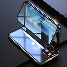 Coque Rebord Bumper Luxe Aluminum Metal Miroir 360 Degres Housse Etui Aimant M08 pour Apple iPhone 14 Plus Noir