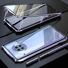 Coque Rebord Bumper Luxe Aluminum Metal Miroir 360 Degres Housse Etui Aimant M08 pour Huawei Mate 30 Pro 5G Violet