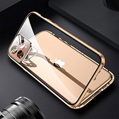 Coque Rebord Bumper Luxe Aluminum Metal Miroir 360 Degres Housse Etui Aimant M09 pour Apple iPhone 13 Pro Or