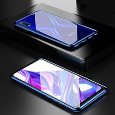 Coque Rebord Bumper Luxe Aluminum Metal Miroir 360 Degres Housse Etui Aimant M09 pour Huawei Y9 Prime (2019) Bleu