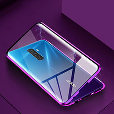 Coque Rebord Bumper Luxe Aluminum Metal Miroir 360 Degres Housse Etui Aimant M09 pour Oppo Reno Ace Violet