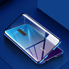 Coque Rebord Bumper Luxe Aluminum Metal Miroir 360 Degres Housse Etui Aimant M09 pour Realme X2 Pro Bleu