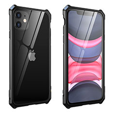 Coque Rebord Bumper Luxe Aluminum Metal Miroir 360 Degres Housse Etui Aimant M10 pour Apple iPhone 11 Noir