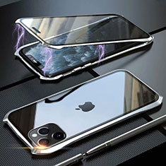 Coque Rebord Bumper Luxe Aluminum Metal Miroir 360 Degres Housse Etui Aimant M10 pour Apple iPhone 11 Pro Argent