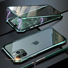 Coque Rebord Bumper Luxe Aluminum Metal Miroir 360 Degres Housse Etui Aimant M10 pour Apple iPhone 11 Pro Vert