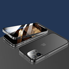 Coque Rebord Bumper Luxe Aluminum Metal Miroir 360 Degres Housse Etui Aimant M10 pour Apple iPhone 14 Pro Max Noir