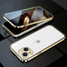 Coque Rebord Bumper Luxe Aluminum Metal Miroir 360 Degres Housse Etui Aimant M10 pour Apple iPhone 15 Or