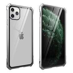 Coque Rebord Bumper Luxe Aluminum Metal Miroir 360 Degres Housse Etui Aimant M15 pour Apple iPhone 11 Pro Max Argent