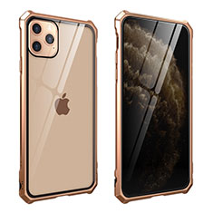 Coque Rebord Bumper Luxe Aluminum Metal Miroir 360 Degres Housse Etui Aimant M15 pour Apple iPhone 11 Pro Or