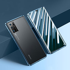 Coque Rebord Bumper Luxe Aluminum Metal Miroir 360 Degres Housse Etui Aimant N01 pour Huawei P30 Pro New Edition Bleu