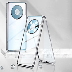 Coque Rebord Bumper Luxe Aluminum Metal Miroir 360 Degres Housse Etui Aimant P01 pour Huawei Enjoy 50 Pro Argent