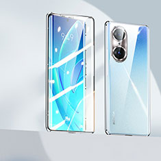 Coque Rebord Bumper Luxe Aluminum Metal Miroir 360 Degres Housse Etui Aimant P01 pour Huawei Honor 60 Pro 5G Argent