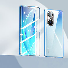 Coque Rebord Bumper Luxe Aluminum Metal Miroir 360 Degres Housse Etui Aimant P01 pour Huawei Honor 60 Pro 5G Bleu