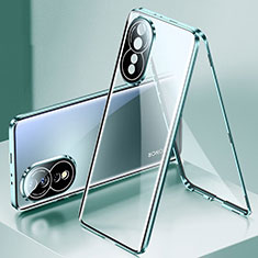 Coque Rebord Bumper Luxe Aluminum Metal Miroir 360 Degres Housse Etui Aimant P01 pour Huawei Honor 80 5G Argent