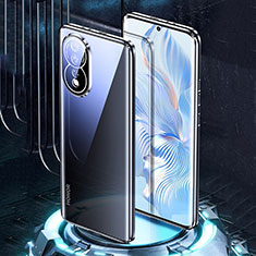 Coque Rebord Bumper Luxe Aluminum Metal Miroir 360 Degres Housse Etui Aimant P01 pour Huawei Honor 80 5G Noir