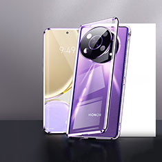 Coque Rebord Bumper Luxe Aluminum Metal Miroir 360 Degres Housse Etui Aimant P01 pour Huawei Honor Magic4 Lite 5G Violet