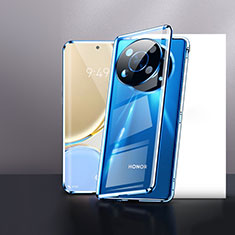 Coque Rebord Bumper Luxe Aluminum Metal Miroir 360 Degres Housse Etui Aimant P01 pour Huawei Honor X9 5G Bleu