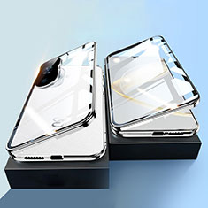 Coque Rebord Bumper Luxe Aluminum Metal Miroir 360 Degres Housse Etui Aimant P01 pour Huawei Nova 11 Argent