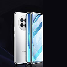 Coque Rebord Bumper Luxe Aluminum Metal Miroir 360 Degres Housse Etui Aimant P01 pour Huawei Nova Y91 Argent