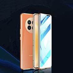 Coque Rebord Bumper Luxe Aluminum Metal Miroir 360 Degres Housse Etui Aimant P01 pour Huawei Nova Y91 Or