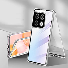 Coque Rebord Bumper Luxe Aluminum Metal Miroir 360 Degres Housse Etui Aimant P01 pour OnePlus 10 Pro 5G Argent