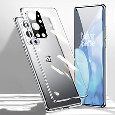 Coque Rebord Bumper Luxe Aluminum Metal Miroir 360 Degres Housse Etui Aimant P01 pour OnePlus 9 Pro 5G Argent