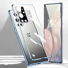 Coque Rebord Bumper Luxe Aluminum Metal Miroir 360 Degres Housse Etui Aimant P01 pour OnePlus 9 Pro 5G Bleu