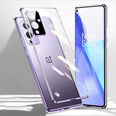 Coque Rebord Bumper Luxe Aluminum Metal Miroir 360 Degres Housse Etui Aimant P01 pour OnePlus 9 Pro 5G Violet