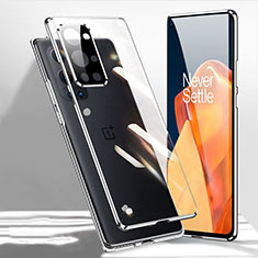 Coque Rebord Bumper Luxe Aluminum Metal Miroir 360 Degres Housse Etui Aimant P01 pour OnePlus 9R 5G Noir