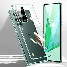 Coque Rebord Bumper Luxe Aluminum Metal Miroir 360 Degres Housse Etui Aimant P01 pour OnePlus 9R 5G Vert