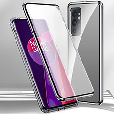 Coque Rebord Bumper Luxe Aluminum Metal Miroir 360 Degres Housse Etui Aimant P01 pour OnePlus 9RT 5G Argent