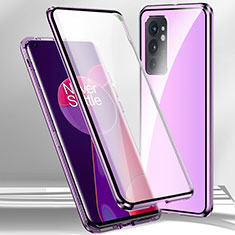 Coque Rebord Bumper Luxe Aluminum Metal Miroir 360 Degres Housse Etui Aimant P01 pour OnePlus 9RT 5G Violet