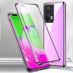 Coque Rebord Bumper Luxe Aluminum Metal Miroir 360 Degres Housse Etui Aimant P01 pour OnePlus Nord 3 5G Violet