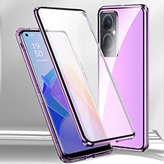 Coque Rebord Bumper Luxe Aluminum Metal Miroir 360 Degres Housse Etui Aimant P01 pour OnePlus Nord CE 3 5G Violet