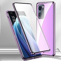 Coque Rebord Bumper Luxe Aluminum Metal Miroir 360 Degres Housse Etui Aimant P01 pour OnePlus Nord N300 5G Violet