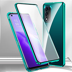 Coque Rebord Bumper Luxe Aluminum Metal Miroir 360 Degres Housse Etui Aimant P01 pour Oppo A56 5G Vert