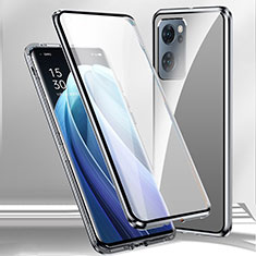 Coque Rebord Bumper Luxe Aluminum Metal Miroir 360 Degres Housse Etui Aimant P01 pour Oppo A77 5G Argent