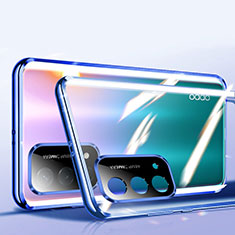 Coque Rebord Bumper Luxe Aluminum Metal Miroir 360 Degres Housse Etui Aimant P01 pour Oppo A93 5G Bleu