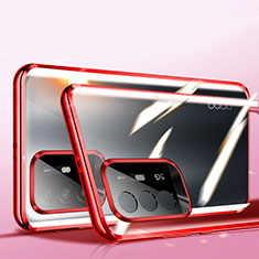 Coque Rebord Bumper Luxe Aluminum Metal Miroir 360 Degres Housse Etui Aimant P01 pour Oppo A94 5G Rouge